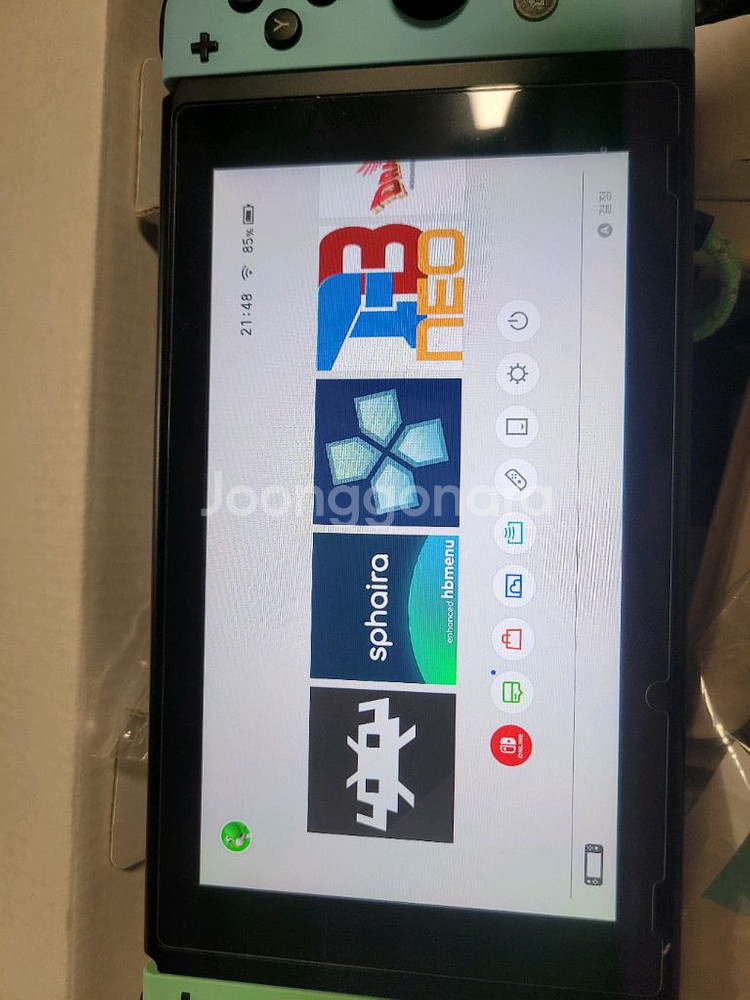 스위치 동물의숲 버전 배터리개선 박스풀셋 팔아요. 게임다수--1