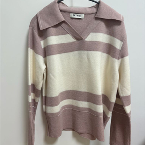 스트라이프 폴로넥 니트