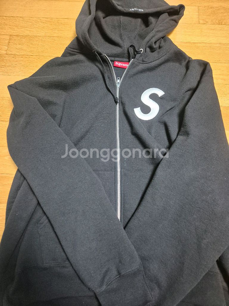 슈프림 S로고 후드 집업 블랙 24FW XL사이즈--1