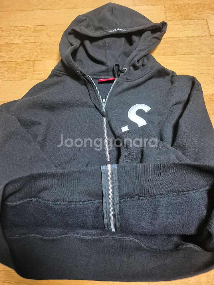 슈프림 S로고 후드 집업 블랙 24FW XL사이즈--7