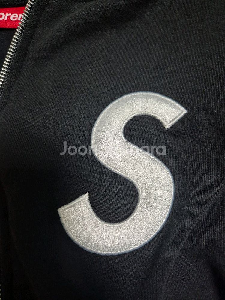 슈프림 S로고 후드 집업 블랙 24FW XL사이즈--2