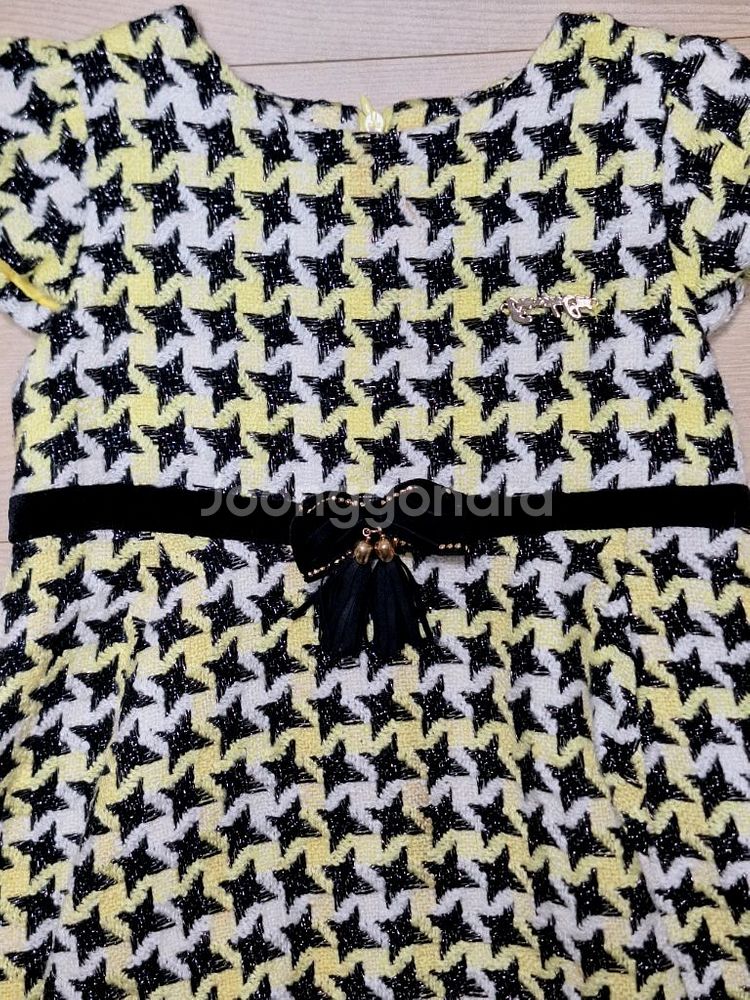 프랜치캣 옐로우리본 원피스 110사이즈--3