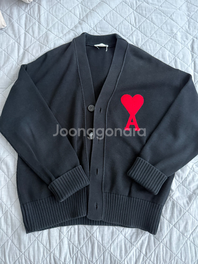 아미 남자 빅하트 로고 오버핏 가디건--1