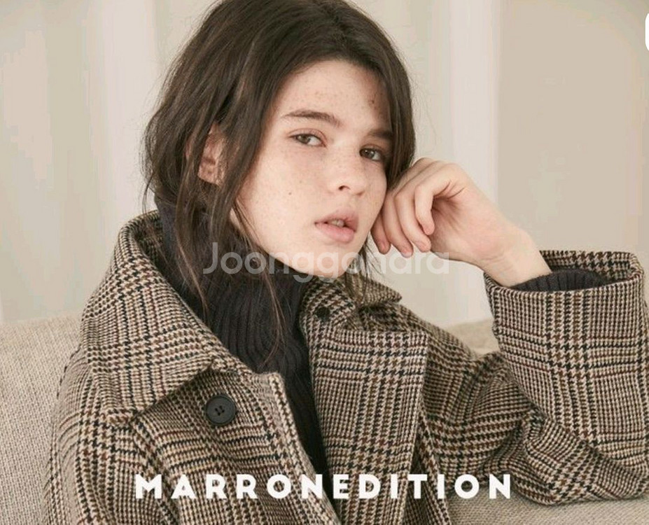 마론에디션 오버사이즈 체크 코트 브라운 디자이너 코트--0