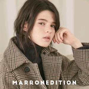 마론에디션 오버사이즈 체크 코트 브라운 디자이너 코트