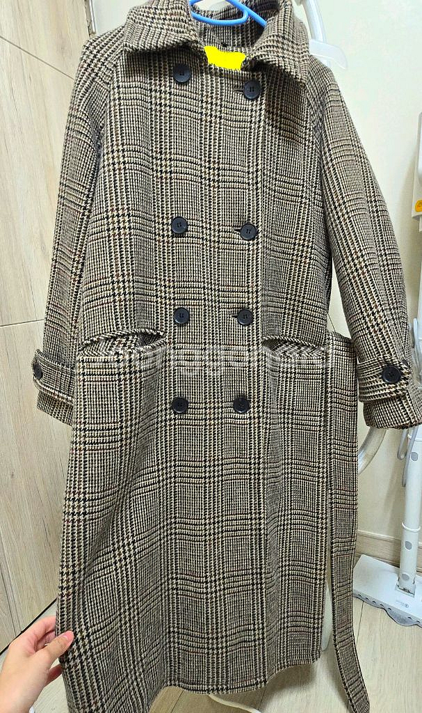 마론에디션 오버사이즈 체크 코트 브라운 디자이너 코트--1