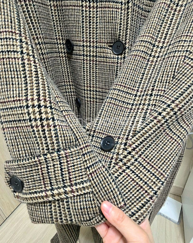 마론에디션 오버사이즈 체크 코트 브라운 디자이너 코트--2