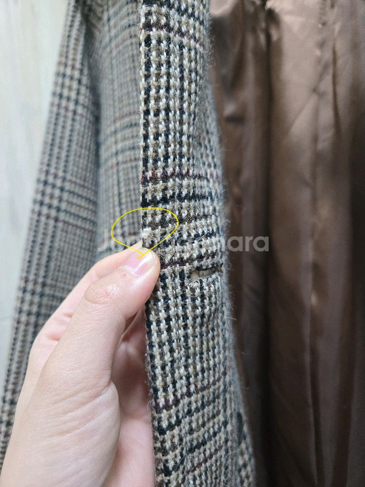 마론에디션 오버사이즈 체크 코트 브라운 디자이너 코트--5