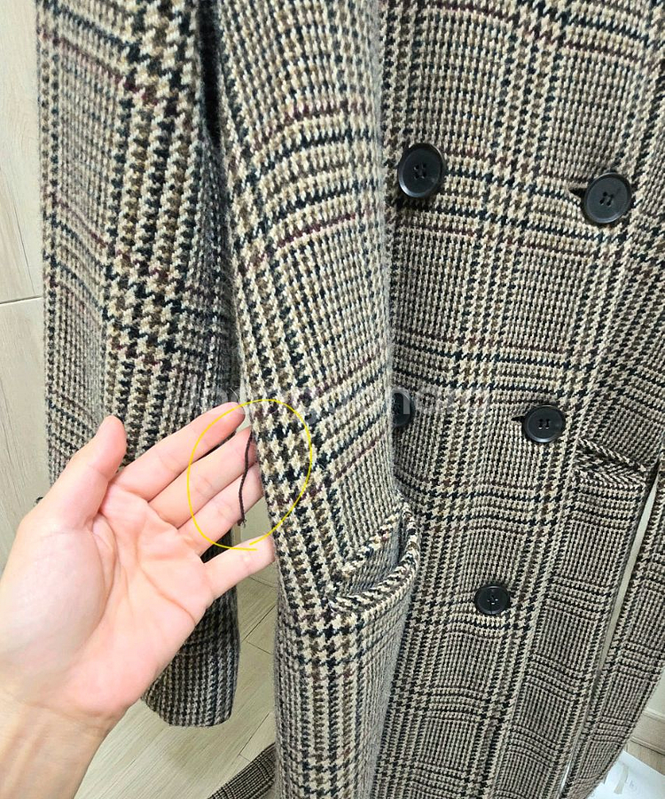 마론에디션 오버사이즈 체크 코트 브라운 디자이너 코트--3