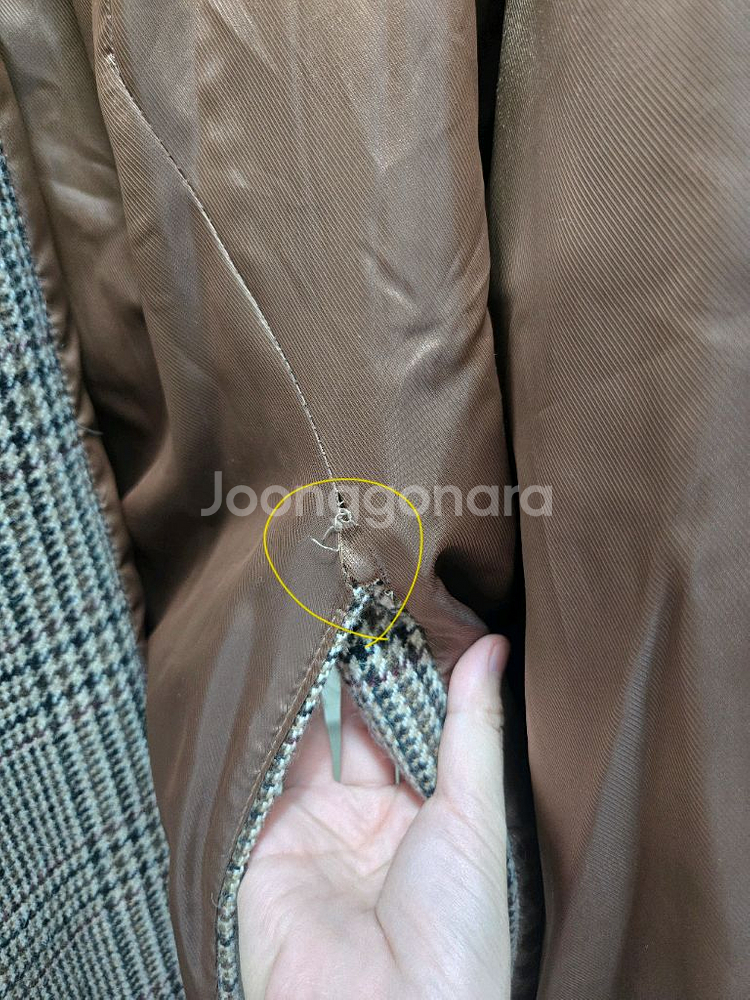 마론에디션 오버사이즈 체크 코트 브라운 디자이너 코트--4