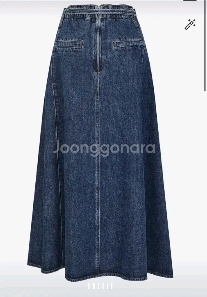 한섬 SJSJ 2023 플레어 벨티드 데님 백밴딩 롱 스커트--1