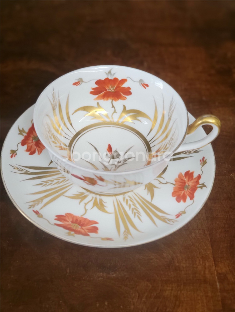 엔틱 영국 로얄첼시 찻잔 & 소서 커피잔--0