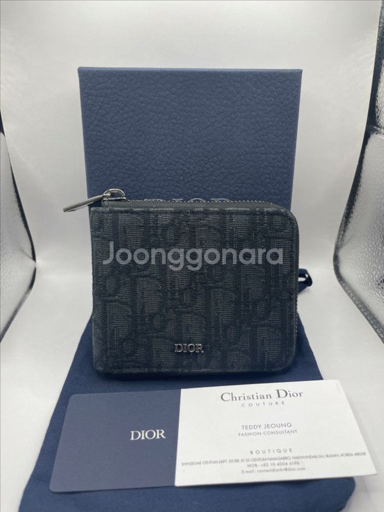 [OS] 디올 오블리크 자카드 지퍼 반지갑--0