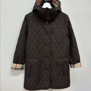 버버리 체크 후드 퀼팅 코트