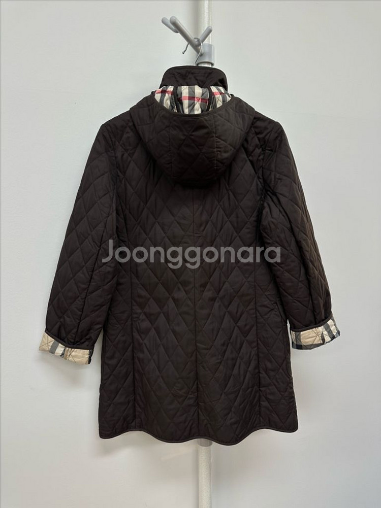 버버리 체크 후드 퀼팅 코트--7