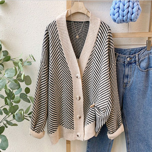 헤링본 니트 가디건