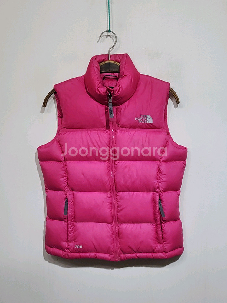 (S) 노스페이스 눕시 패딩조끼 핑크 700 거위털 구스다운 베스트--0
