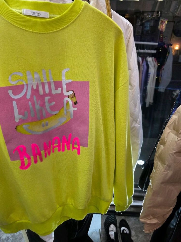 88이하 바나나 홀로그램 면 맨투맨티 이미지