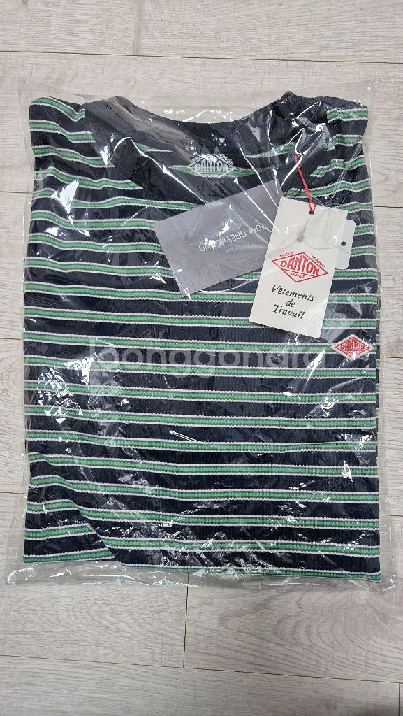 DANTON 단톤 티셔츠 스트라이프 네이비x그린 멀티 긴팔 새상품 XS--1