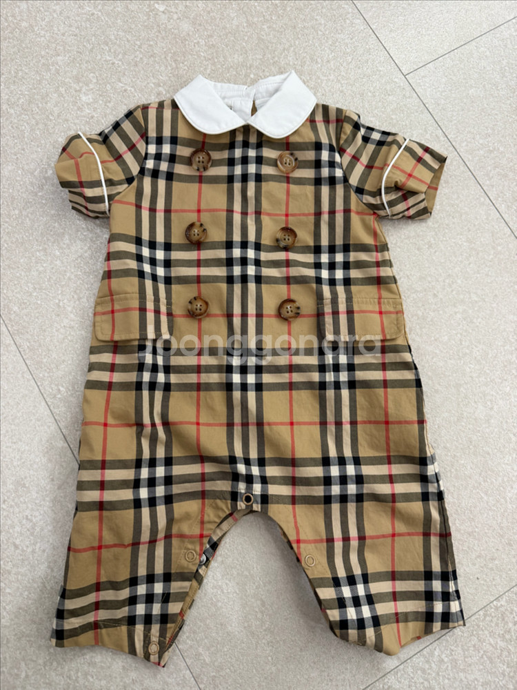 버버리 체크 베이비 롬퍼 6M--0