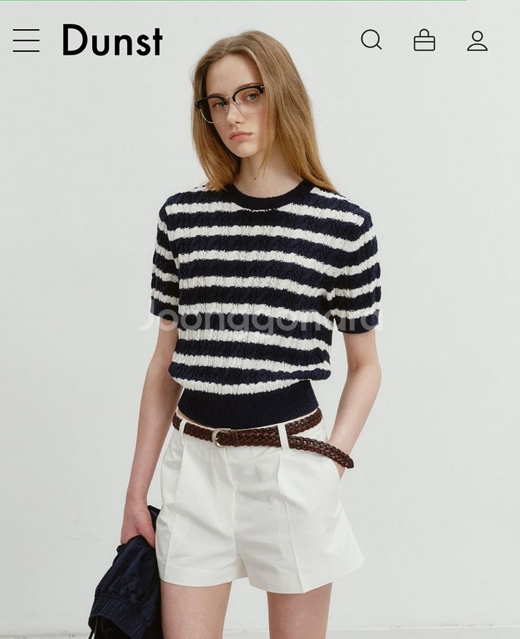 던스트 스트라이프 니트 네이비 스몰사이즈--0