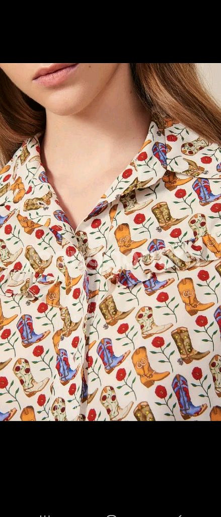 (정품) 산드로 패턴프릴 블라웃--1