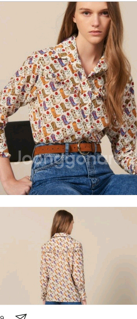 (정품) 산드로 패턴프릴 블라웃--0