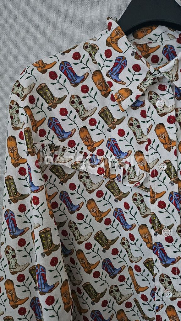 (정품) 산드로 패턴프릴 블라웃--5