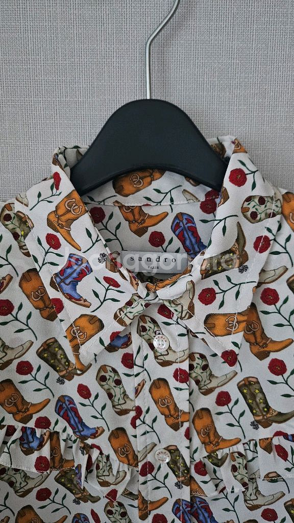 (정품) 산드로 패턴프릴 블라웃--4