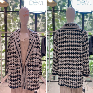 듀엘 DEWL 2021 하운드체크 니트 배색 자켓 S사이즈