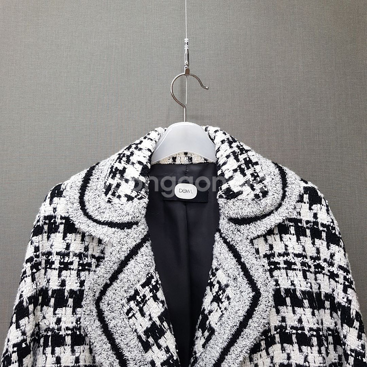 듀엘 DEWL 2021 하운드체크 니트 배색 자켓 S사이즈--2