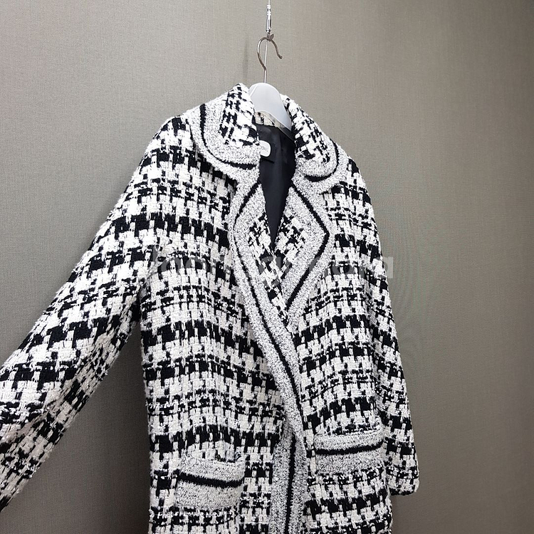 듀엘 DEWL 2021 하운드체크 니트 배색 자켓 S사이즈--3