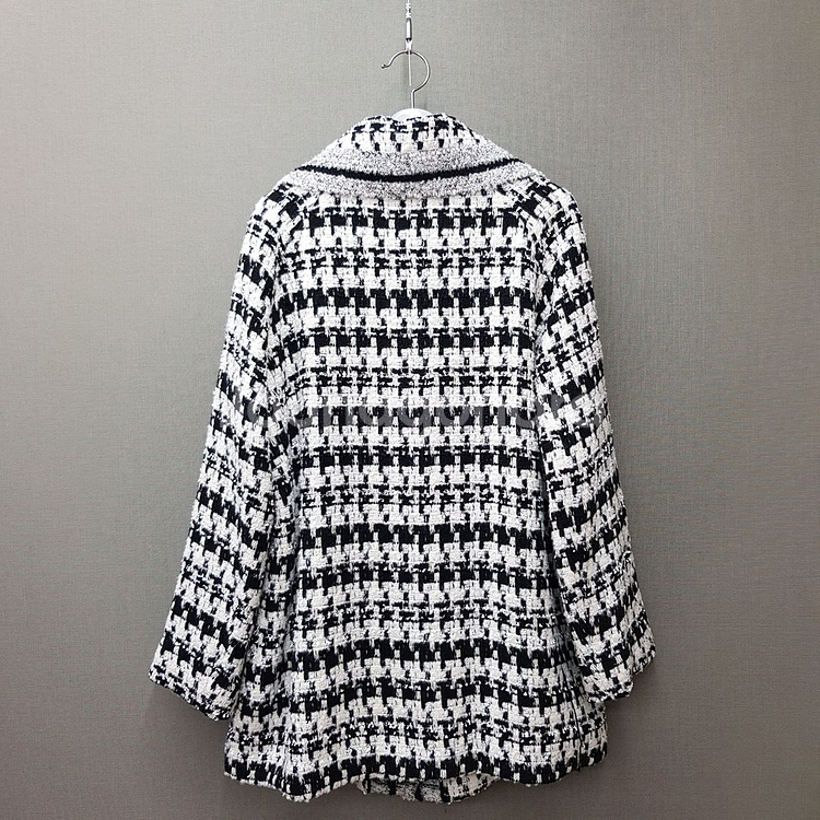 듀엘 DEWL 2021 하운드체크 니트 배색 자켓 S사이즈--4