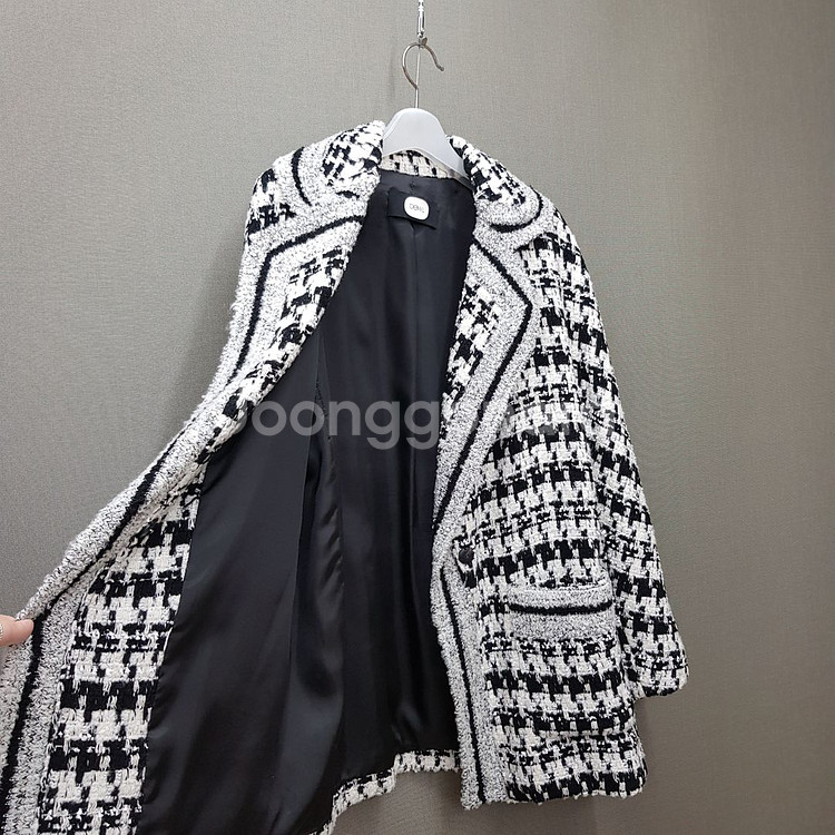 듀엘 DEWL 2021 하운드체크 니트 배색 자켓 S사이즈--5