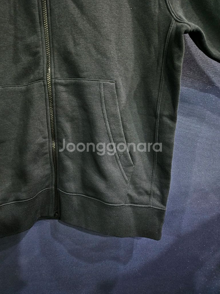 나이키 자수로고 차콜컬러 남성 100 기모 후드집업--5