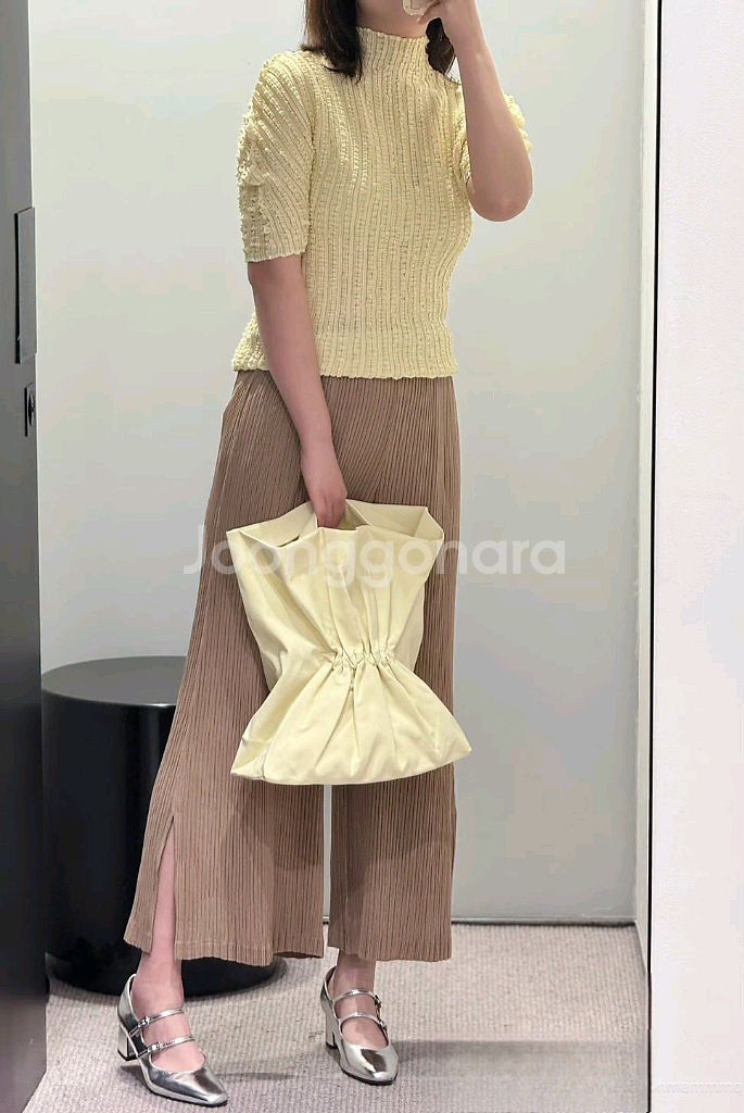 이세이미야케 해칭 와이드 팬츠,쉬폰 가디건&탑--1