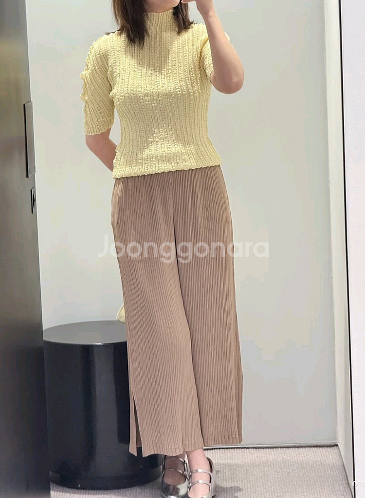 이세이미야케 해칭 와이드 팬츠,쉬폰 가디건&탑--2