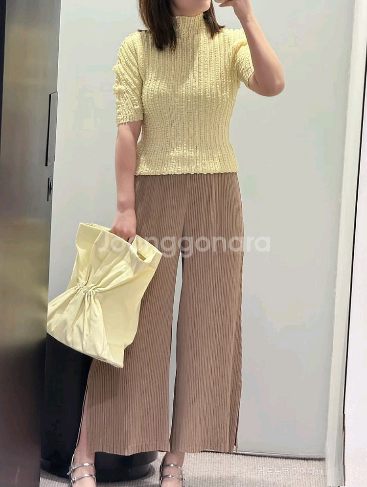 이세이미야케 해칭 와이드 팬츠,쉬폰 가디건&탑--0