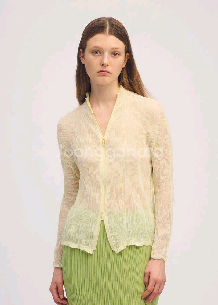 이세이미야케 해칭 와이드 팬츠,쉬폰 가디건&탑--5