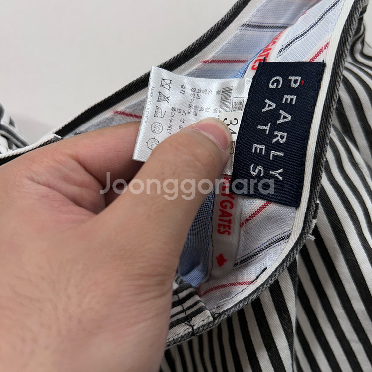 파리게이츠 흑백 스트라이프 코튼 바이커팬츠--2