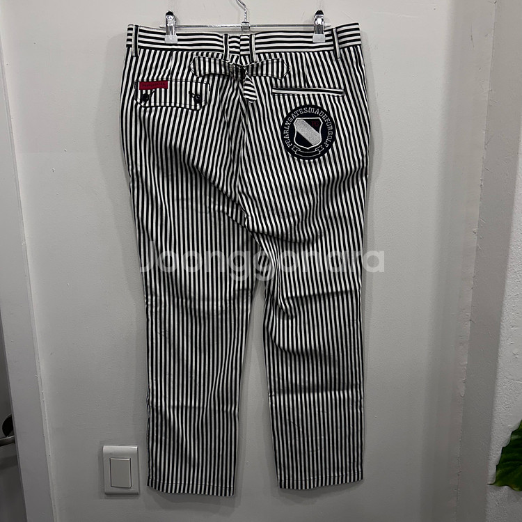 파리게이츠 흑백 스트라이프 코튼 바이커팬츠--4