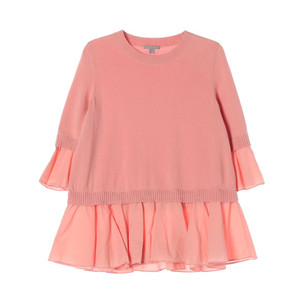 [XS]코스 코랄 핑크 레이어드 라운드 니트 블라우스