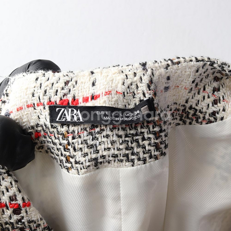 [L]자라 아이보리 체크 브이넥 민소매 베스트 트위드자켓 재킷--5