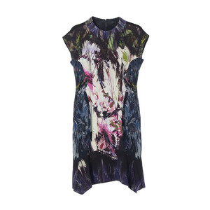 [M]타임 네이비 패턴 민소매 롱 원피스 드레스