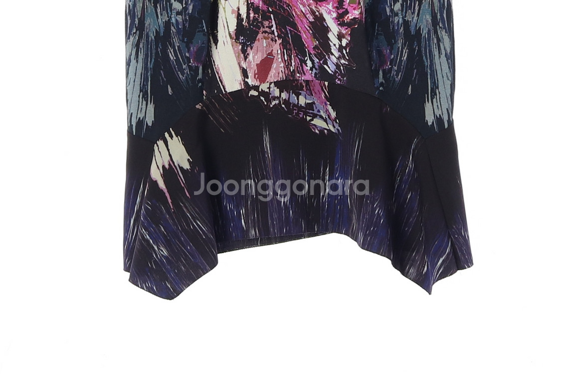 [M]타임 네이비 패턴 민소매 롱 원피스 드레스--3