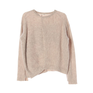 [S]시스템 알파카70% 베이지 백프린팅 언발 니트 스웨터