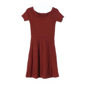 [S]산드로 시나몬 브라운 오프숄더 플레어 니트원피스