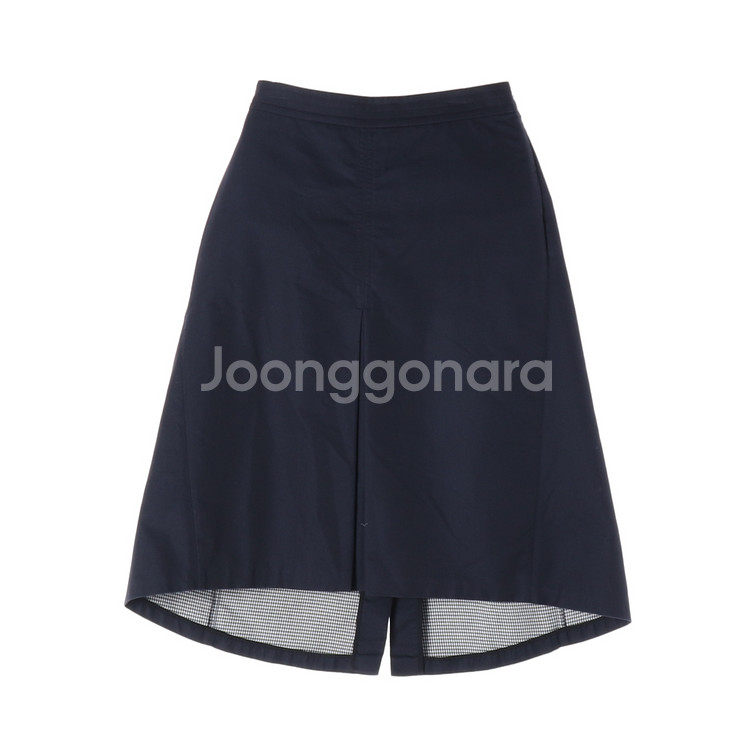 [S]시스템 네이비 A라인 뒷밴딩 롱 플레어스커트 코튼 치마--0