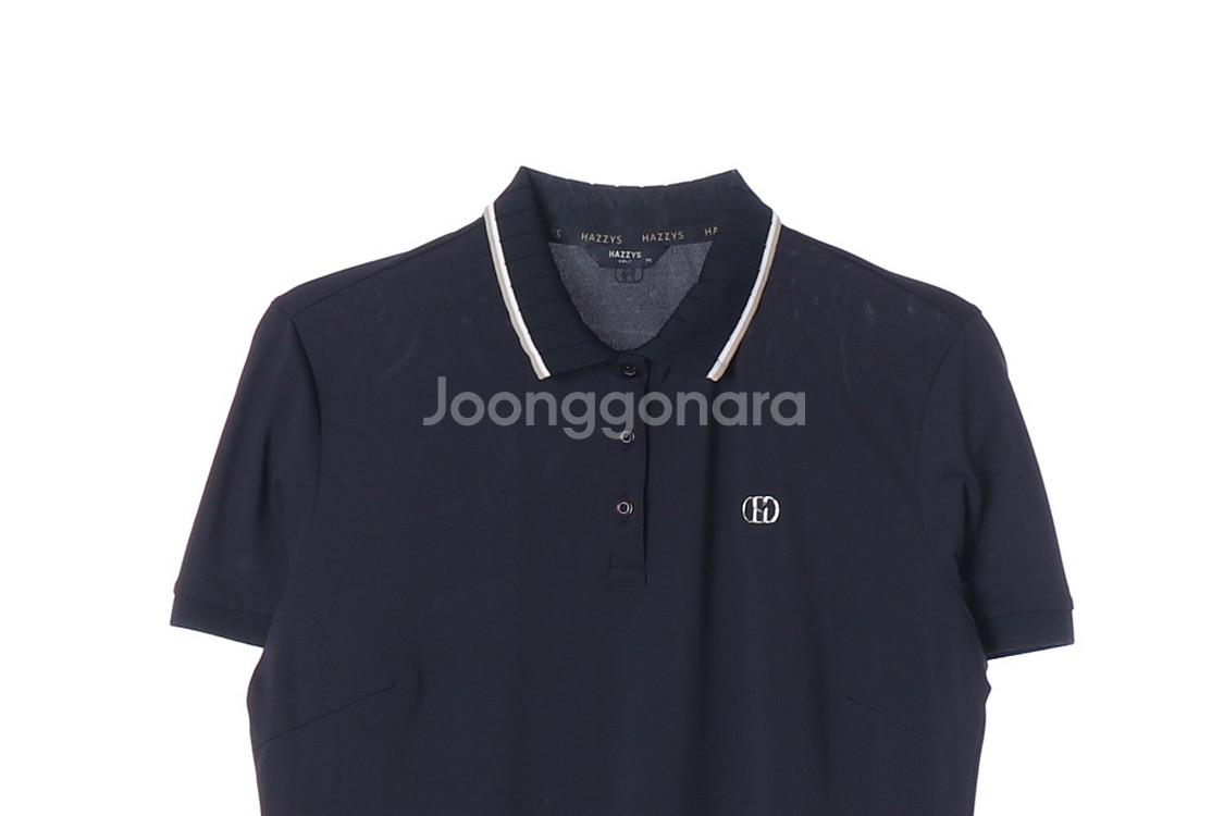 [M]헤지스 네이비 골지 카라티 반팔 PK 폴로 골프 티셔츠--1