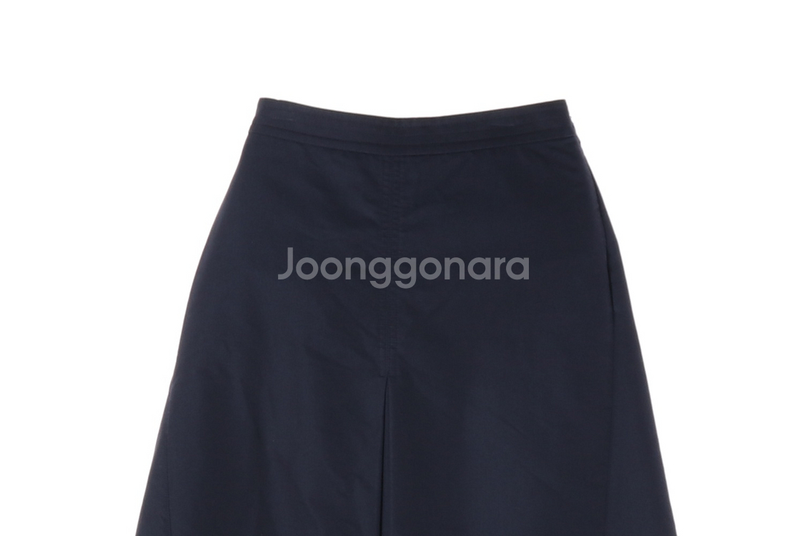 [S]시스템 네이비 A라인 뒷밴딩 롱 플레어스커트 코튼 치마--1